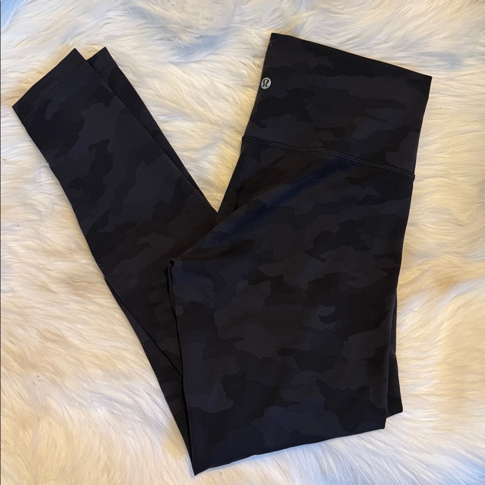 Lululemon Wunder Under HR 28” Full-On Luxtreme Deep Coal Camo Sz 12